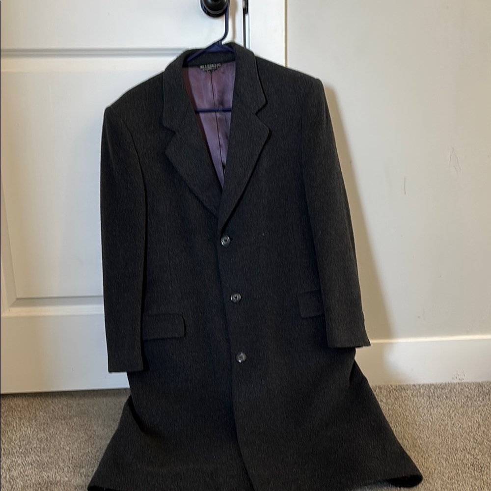 Black Tailored Pea Coat with Notched Lapel